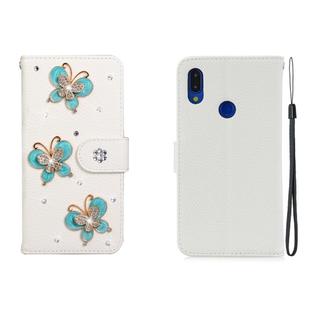 For Xiaomi Redmi Note 7 Horizontal Flip Solid Color Rhinestones Leather Case with Card Slot & Wallet & Holder(Three Butterflies)