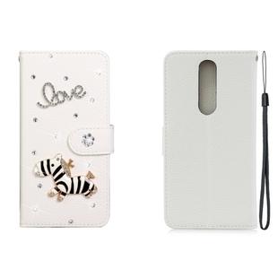 For Nokia 5.1 Horizontal Flip Solid Color Rhinestones Leather Case with Card Slot & Wallet & Holder(Trojan)