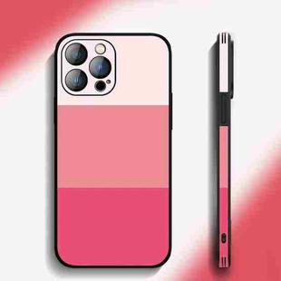 For iPhone 14 Pro Max Tricolor Gradient Lambskin Phone Case(Pink)