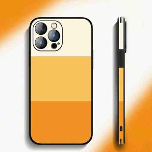 For iPhone 14 Plus Tricolor Gradient Lambskin Phone Case(Yellow)