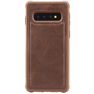 For Galaxy S10 Magnetic Shockproof PC + TPU + PU Leather Protective Case(Coffee)