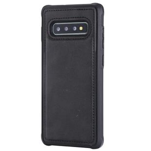 For Galaxy S10+ Magnetic Shockproof PC + TPU + PU Leather Protective Case(Black)