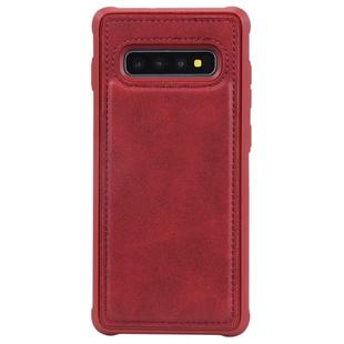 For Galaxy S10+ Magnetic Shockproof PC + TPU + PU Leather Protective Case(Red)