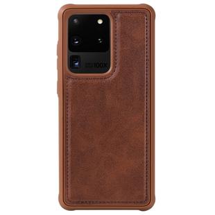 For Galaxy S20 Ultra Magnetic Shockproof PC + TPU + PU Leather Protective Case(Coffee)