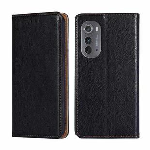 For Motorola Edge 2022 Gloss Oil Solid Color Magnetic Leather Phone Case(Black)