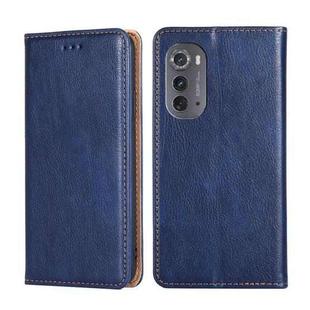 For Motorola Edge 2022 Gloss Oil Solid Color Magnetic Leather Phone Case(Blue)