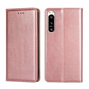 For Sony Xperia 5 IV Gloss Oil Solid Color Magnetic Leather Phone Case(Rose Gold)