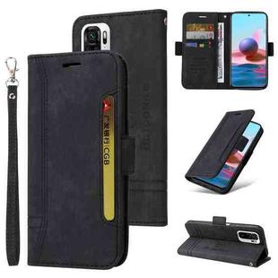 For Xiaomi Redmi Note 10 4G Indian BETOPNICE Dual-side Buckle Leather Phone Case(Black)