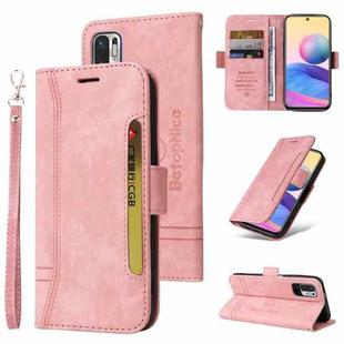 For Xiaomi Redmi Note 10 5G BETOPNICE Dual-side Buckle Leather Phone Case(Pink)