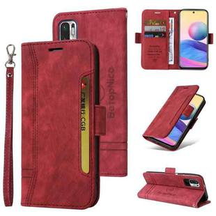 For Xiaomi Redmi Note 10 5G BETOPNICE Dual-side Buckle Leather Phone Case(Red)