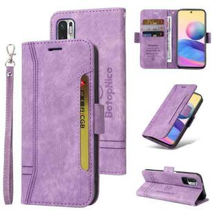 For Xiaomi Redmi Note 10 5G BETOPNICE Dual-side Buckle Leather Phone Case(Purple)