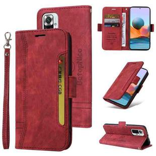 For Xiaomi Redmi Note 10 Pro BETOPNICE Dual-side Buckle Leather Phone Case(Red)