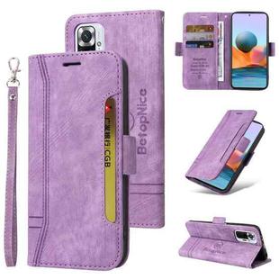 For Xiaomi Redmi Note 10 Pro BETOPNICE Dual-side Buckle Leather Phone Case(Purple)