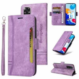 For Xiaomi Redmi Note 11 4G BETOPNICE Dual-side Buckle Leather Phone Case(Purple)