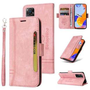 For Xiaomi Redmi Note 11 Pro 5G / 4G BETOPNICE Dual-side Buckle Leather Phone Case(Pink)