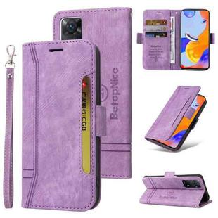 For Xiaomi Redmi Note 11 Pro 5G / 4G BETOPNICE Dual-side Buckle Leather Phone Case(Purple)