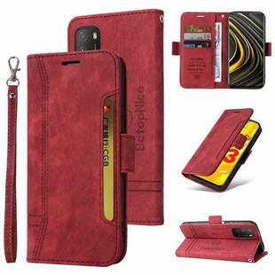 For Xiaomi Poco M3 / Redmi 9T BETOPNICE Dual-side Buckle Leather Phone Case(Red)