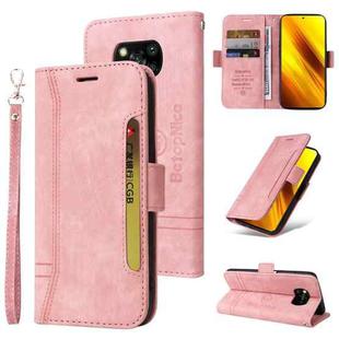 For Xiaomi Poco X3 NFC BETOPNICE Dual-side Buckle Leather Phone Case(Pink)