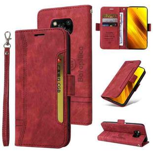 For Xiaomi Poco X3 NFC BETOPNICE Dual-side Buckle Leather Phone Case(Red)