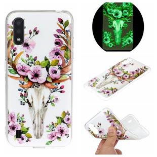 For Galaxy A01 Luminous TPU Mobile Phone Protective Case(Flower Deer)