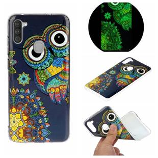 For Galaxy A11 Luminous TPU Mobile Phone Protective Case(Blue Owl)