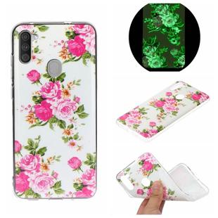 For Galaxy A11 Luminous TPU Mobile Phone Protective Case(Rose Flower)