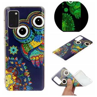 For Galaxy A41 Luminous TPU Mobile Phone Protective Case(Blue Owl)