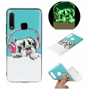 For Galaxy A70e Luminous TPU Mobile Phone Protective Case(Headset Dog)