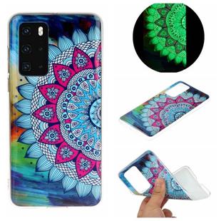 For Huawei P40 Luminous TPU Mobile Phone Protective Case(Half-flower)