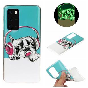 For Huawei P40 Luminous TPU Mobile Phone Protective Case(Headset Dog)