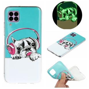 For Huawei P40 Lite Luminous TPU Mobile Phone Protective Case(Headset Dog)