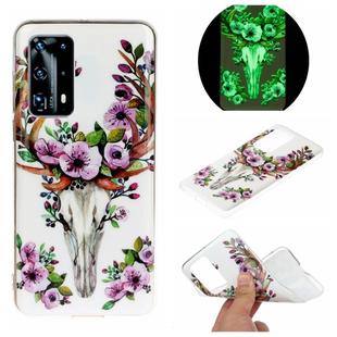 For Huawei P40 Plus Luminous TPU Mobile Phone Protective Case(Flower Deer)