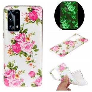 For Huawei P40 Plus Luminous TPU Mobile Phone Protective Case(Rose Flower)