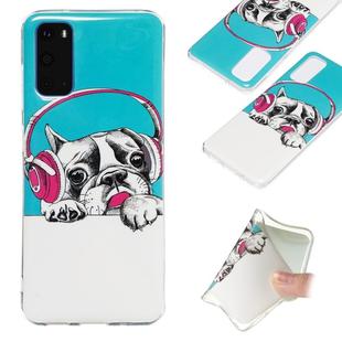 For Galaxy S20 Luminous TPU Mobile Phone Protective Case(Headset Dog)