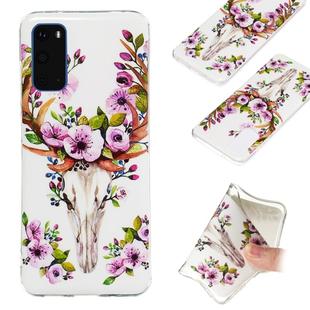 For Galaxy S20 Luminous TPU Mobile Phone Protective Case(Flower Deer)