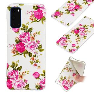 For Galaxy S20 Luminous TPU Mobile Phone Protective Case(Rose Flower)