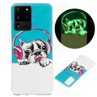 For Galaxy S20 Ultra Luminous TPU Mobile Phone Protective Case(Headset Dog)