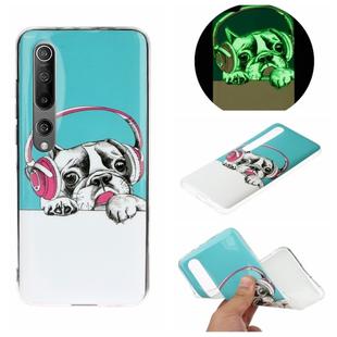 For Xiaomi Mi 10 Luminous TPU Mobile Phone Protective Case(Headset Dog)