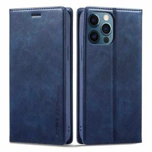 For iPhone 12 Pro/12 LC.IMEEKE RFID Anti-theft Leather Phone Case(Blue)