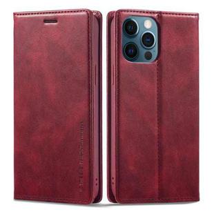For iPhone 12 Pro Max LC.IMEEKE RFID Anti-theft Leather Phone Case(Red)