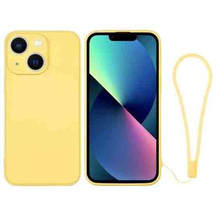 For iPhone 13 mini Silicone Phone Case with Wrist Strap(Yellow)