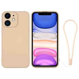 For iPhone 11 Silicone Phone Case with Wrist Strap(Lotus Pink)