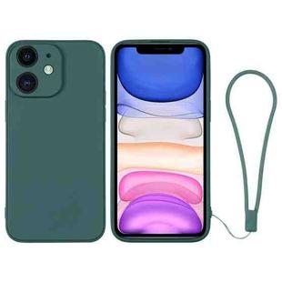 For iPhone 11 Silicone Phone Case with Wrist Strap(Deep Green)