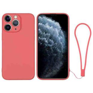 For iPhone 11 Pro Silicone Phone Case with Wrist Strap(Orange Red)