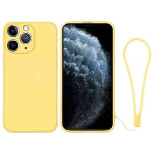 For iPhone 11 Pro Silicone Phone Case with Wrist Strap(Yellow)
