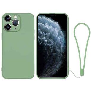 For iPhone 11 Pro Silicone Phone Case with Wrist Strap(Matcha Green)