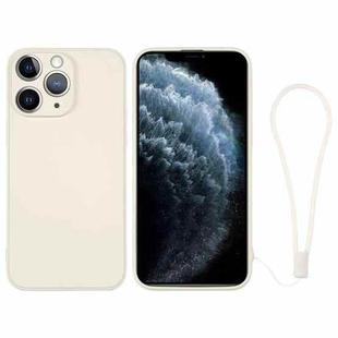 For iPhone 11 Pro Silicone Phone Case with Wrist Strap(White)