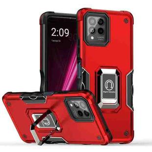 For T-Mobile REVVL 6 Pro 5G Ring Holder Non-slip Shockproof Armor Phone Case(Red)