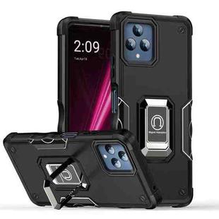 For T-Mobile REVVL 6 5G Ring Holder Non-slip Shockproof Armor Phone Case(Black)