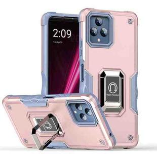 For T-Mobile REVVL 6 5G Ring Holder Non-slip Shockproof Armor Phone Case(Rose Gold)